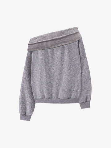 Cross Rhinestone Off-Shoulder Sweatshirt