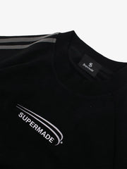 Cotton Blend Oversized Sport T-Shirt with Contrast Panels and Logo Print 