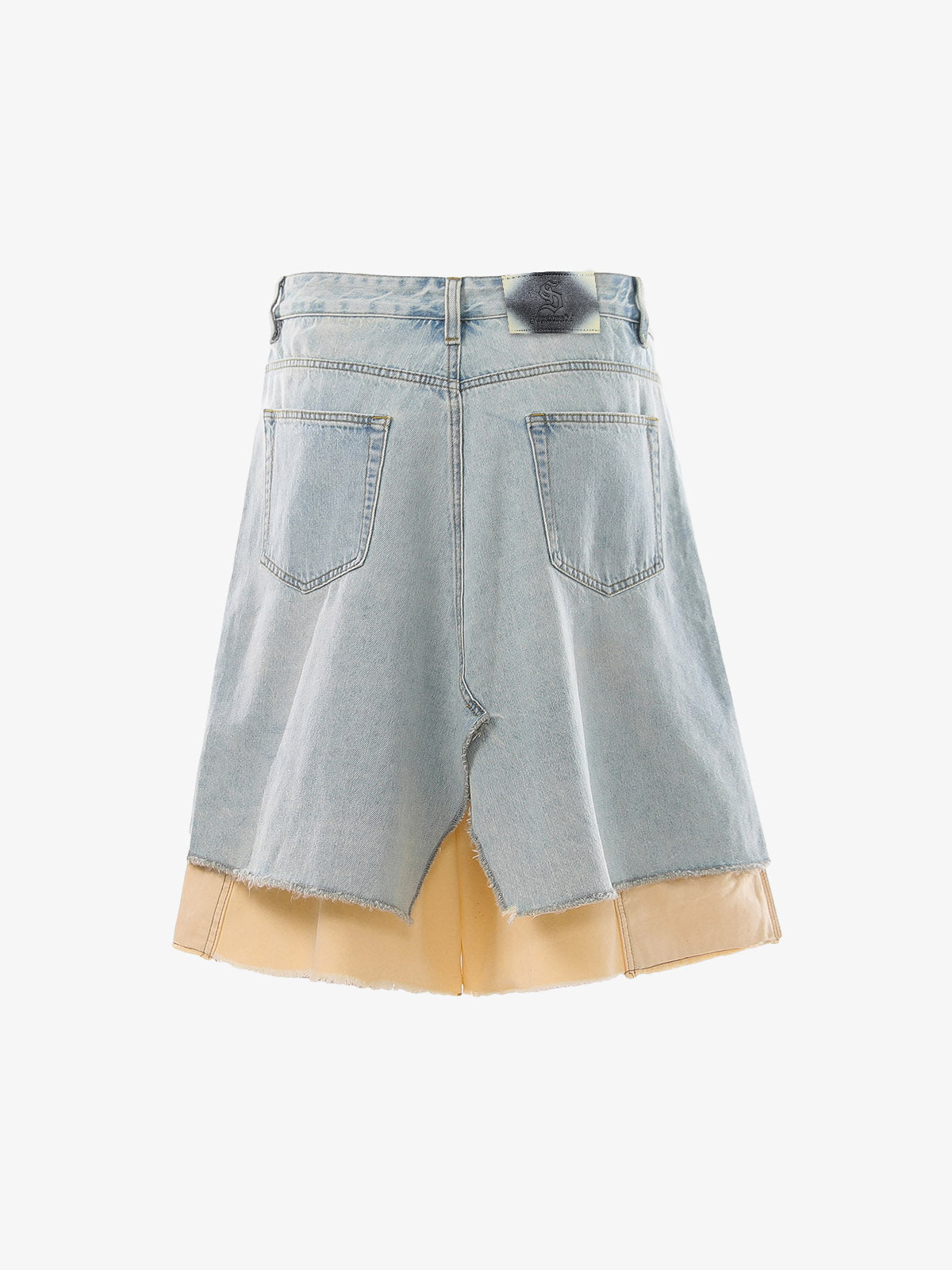 Faux Two-Piece Ripped Denim Shorts 