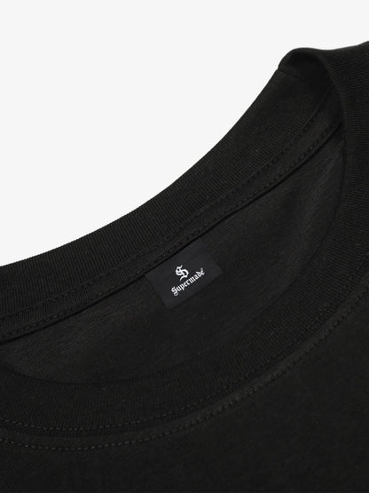 Cotton Blend Layered Sleeve Graphic T-Shirt with Star Print Design 