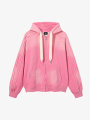 Rhinestone Ripped Frayed Fleece-Lined Sweat Set