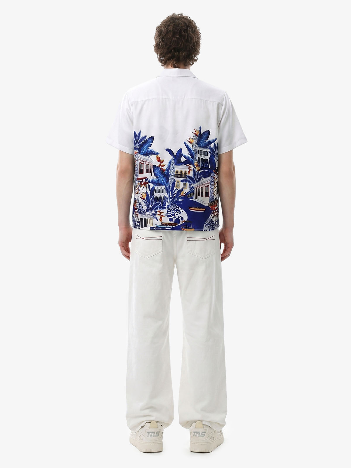 Vintage Seascape Camp Collar Boxy Shirt 