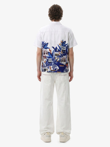 Vintage Seascape Camp Collar Boxy Shirt 