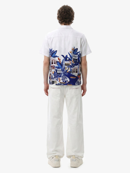 Vintage Seascape Camp Collar Boxy Shirt 