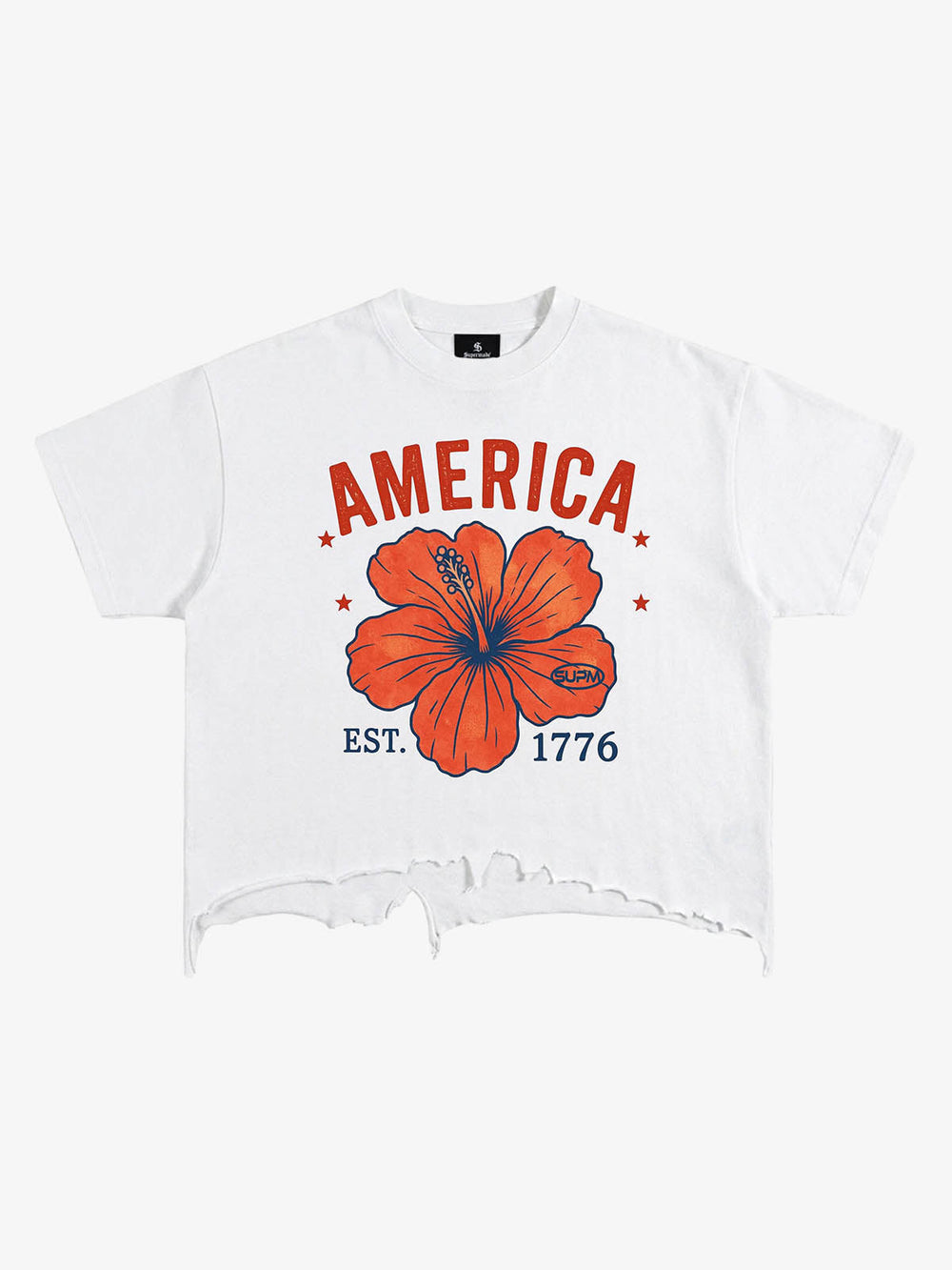 Acid Wash Ripped Floral T-Shirt 
