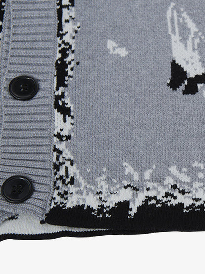 Retro Butterfly Gradient Knit Cardigan Sweater 