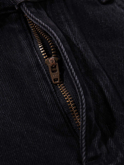 Retro Colorful Lace-Up Side Panel Spray-Washed Wide Leg Jeans 