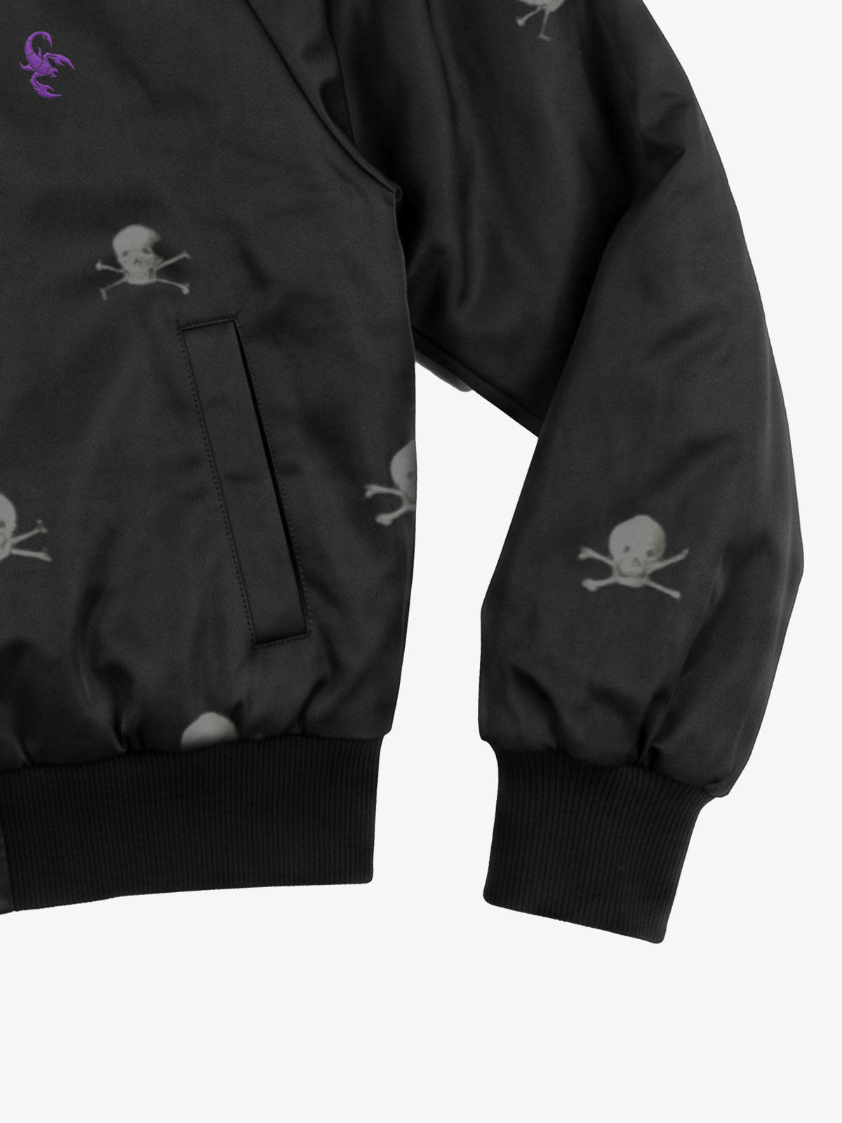 All-Over Skull Graphic Zip Bomber Jacket