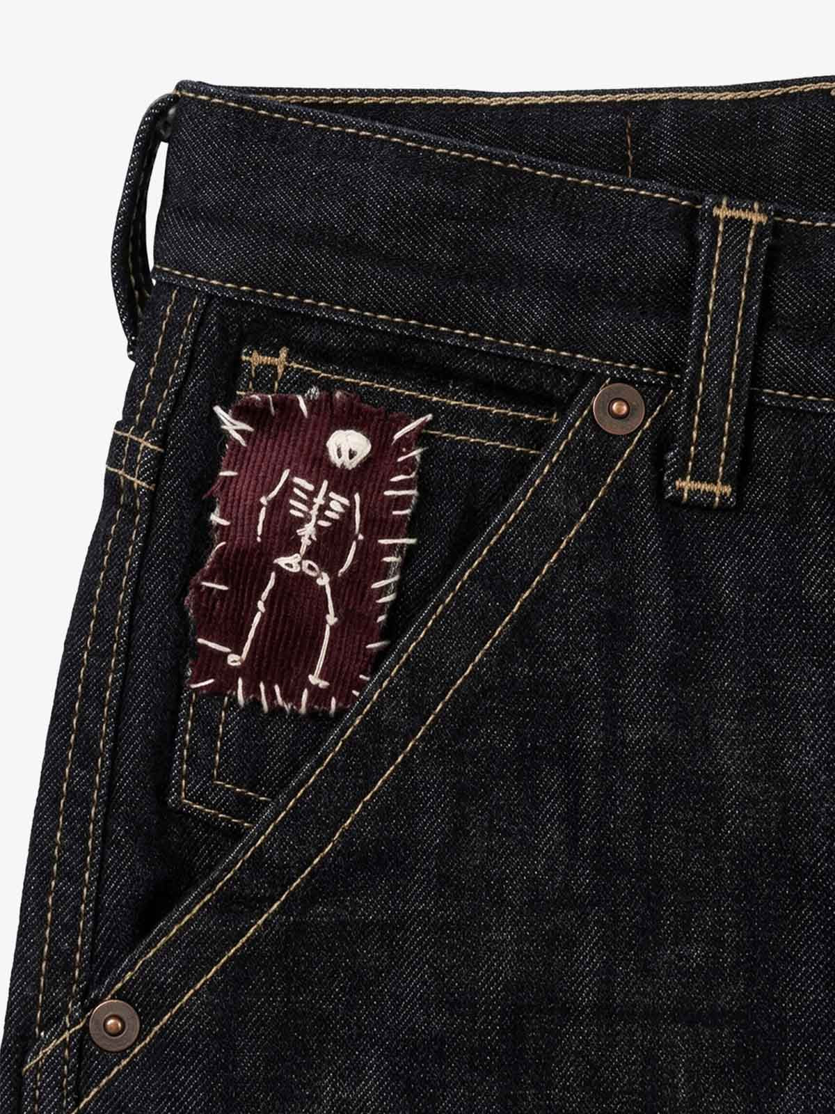 Pirate Skull Heavyweight Black Raw Denim Jeans