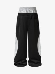 Layered Double-Waistband Wide-Leg Sweatpants 