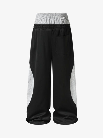 Layered Double-Waistband Wide-Leg Sweatpants 