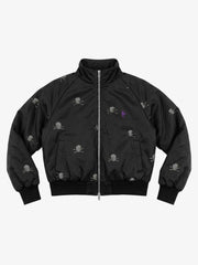 All-Over Skull Graphic Zip Bomber Jacket