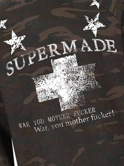 Cross Star Camo Waffle Raglan Long Sleeve Tee