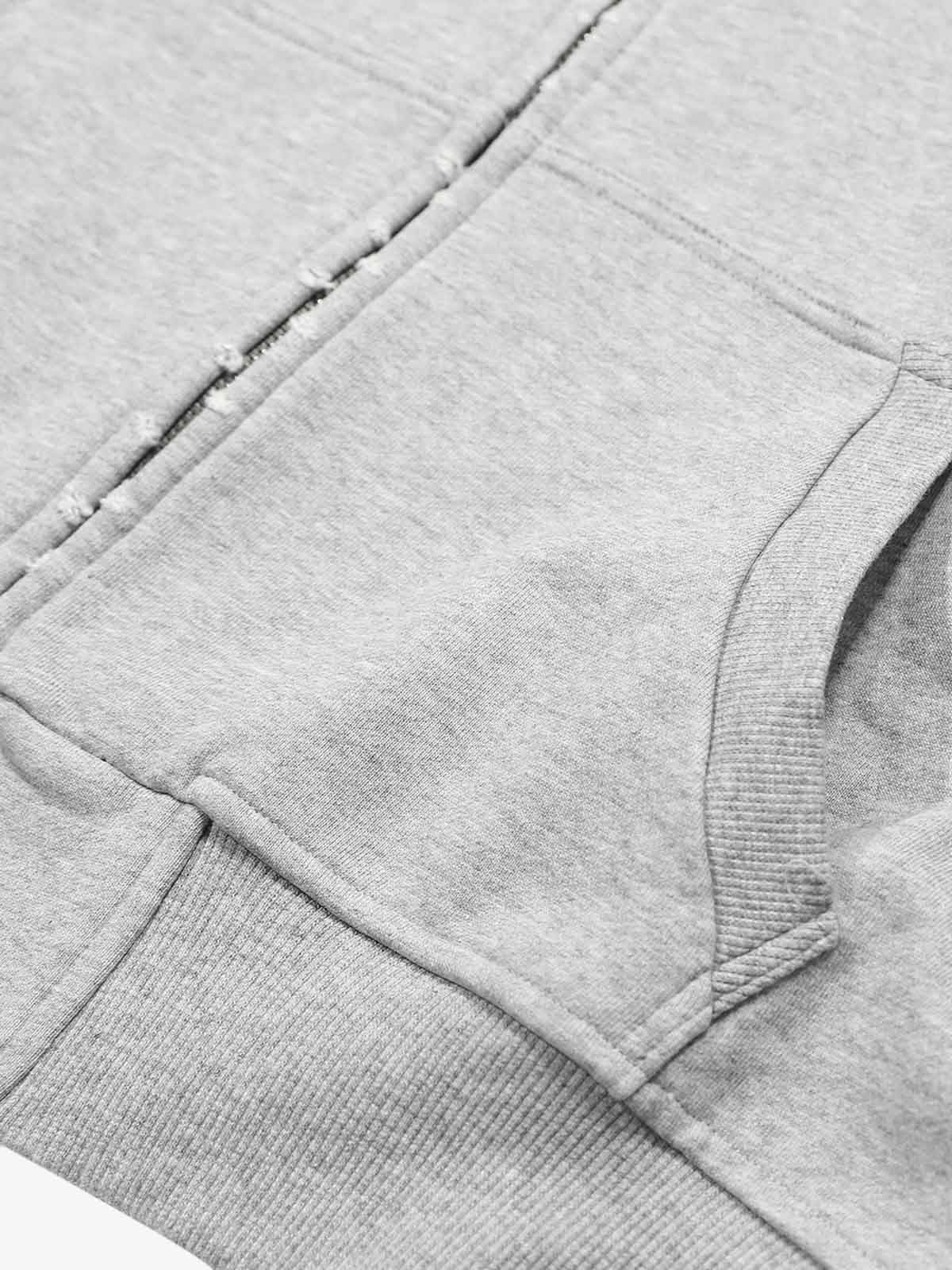 Streetwear Knight Horse Embroidered Cropped Zip-Up Hoodie