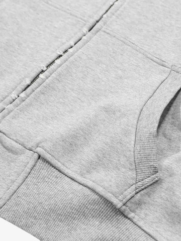 Streetwear Knight Horse Embroidered Cropped Zip-Up Hoodie