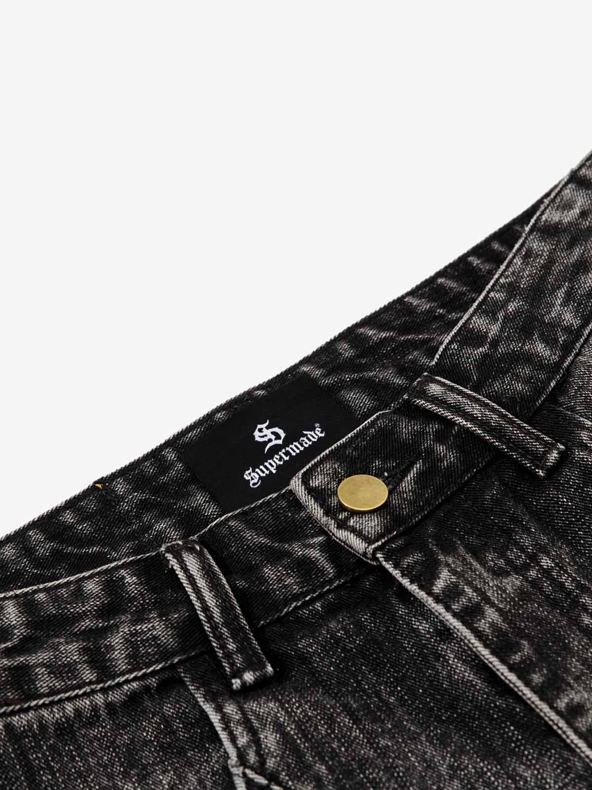 Paint Splatter Washed Wide Leg Denim Jeans