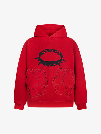 Retro Cat Collar Pocket Hoodie 