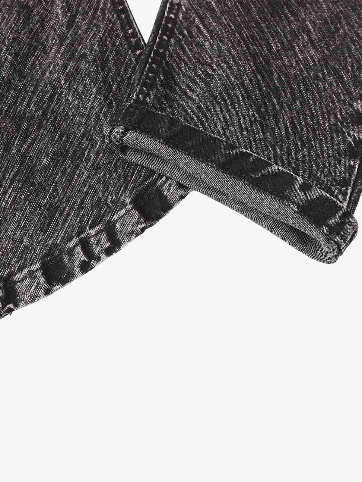 Cross-Over Layered Heavyweight Washed Jeans