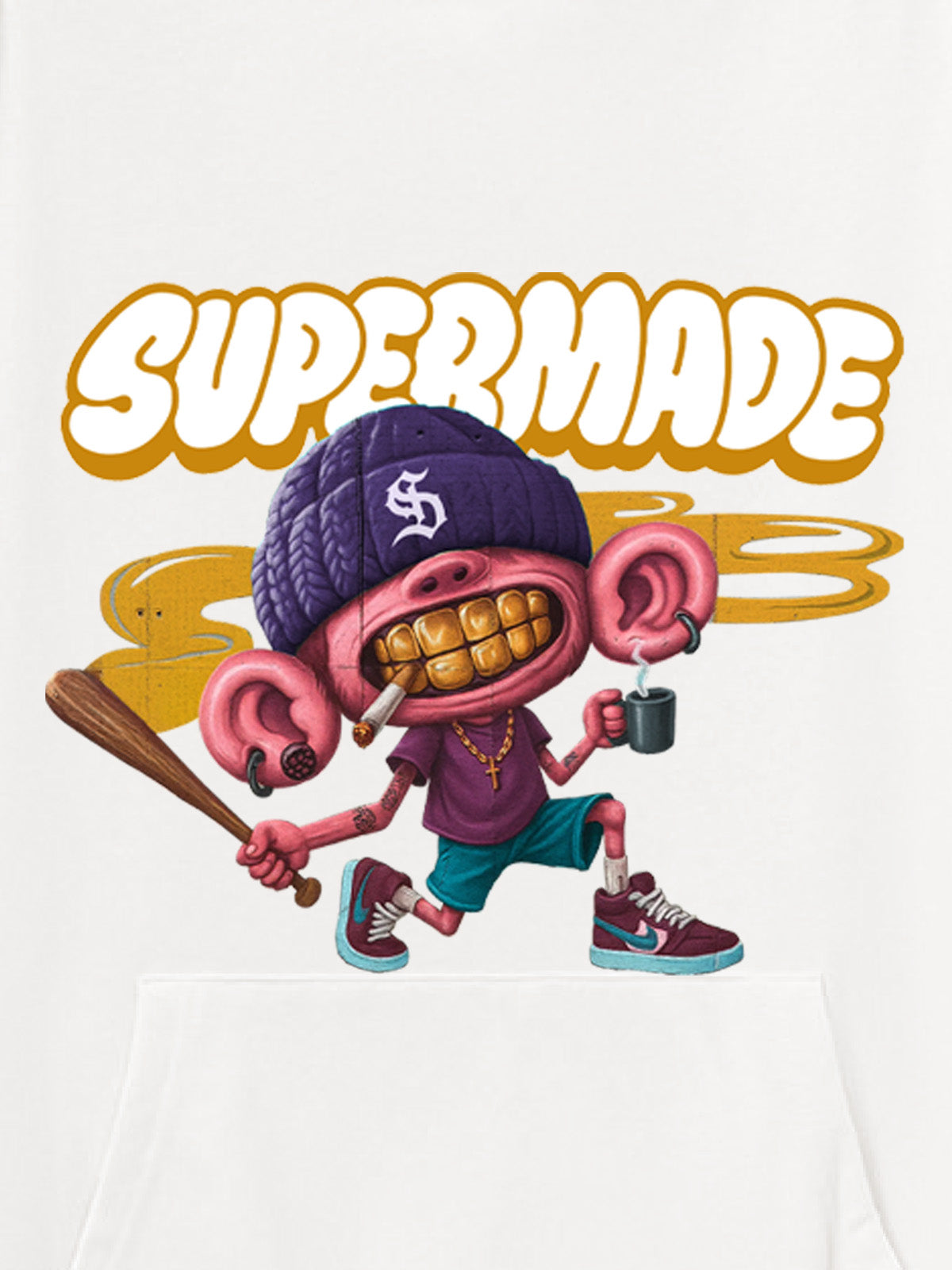 Thesupermade Cartoon Graffiti Font Baseball Trend Boy Hooded Sweatshirt 