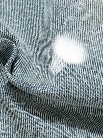 Light Wash Denim Wide Leg Cropped Pants High Waist Fashion Streetwear Style 