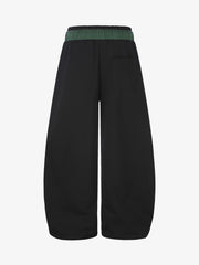 Ribbon Patchwork Embroidered Wide-Leg Sweatpants