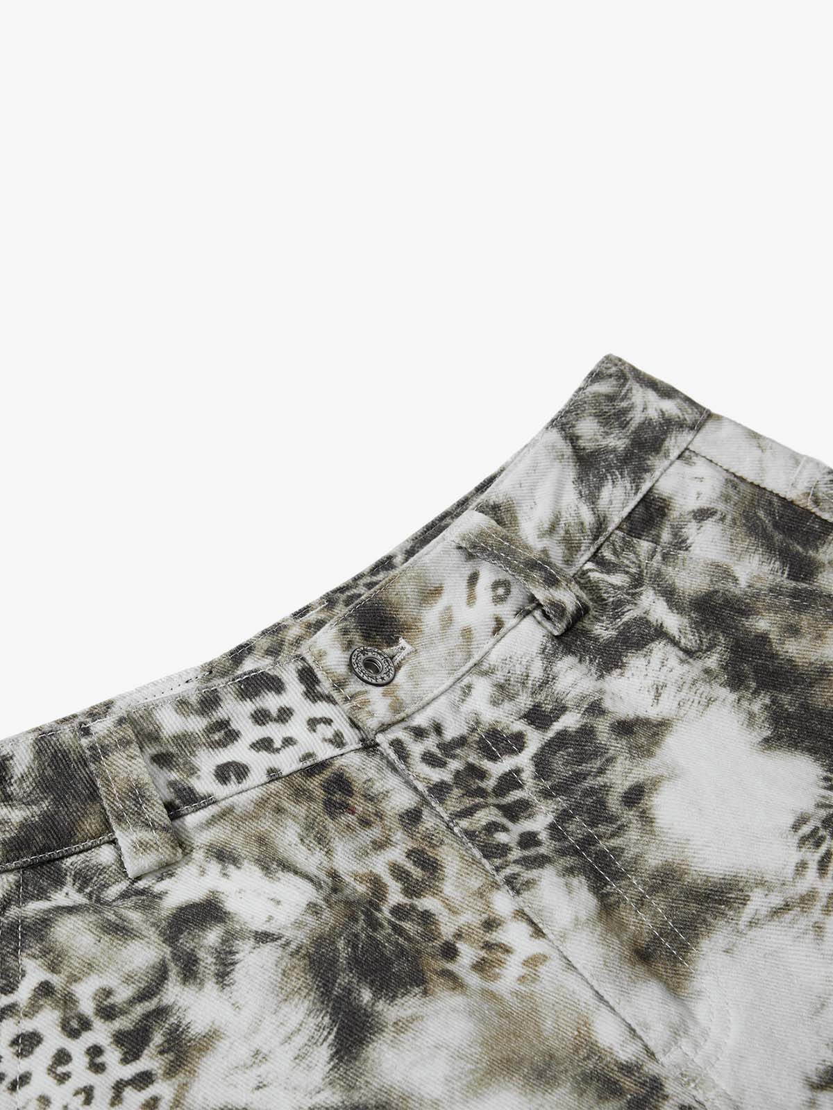 Leopard Multi-Pocket Cargo Jeans