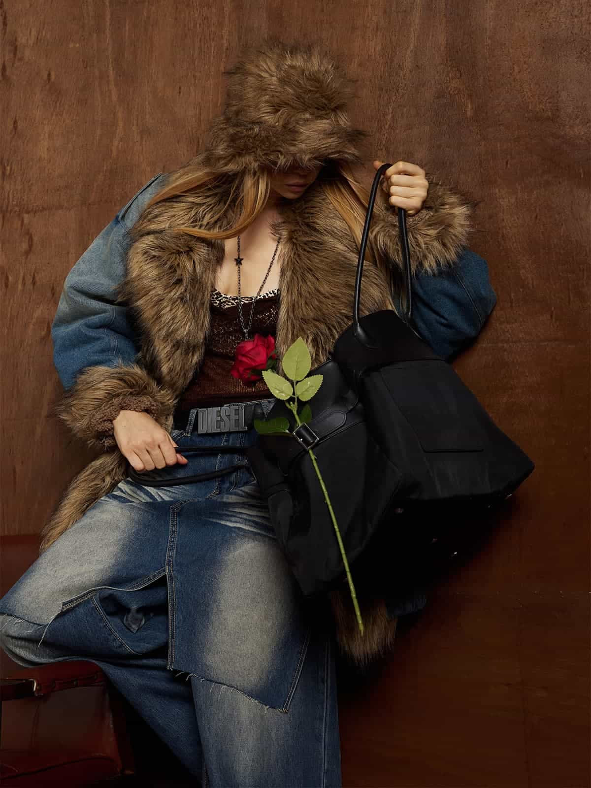 Winter-Ready Corduroy Jacket with Faux Fur Trim for Men 