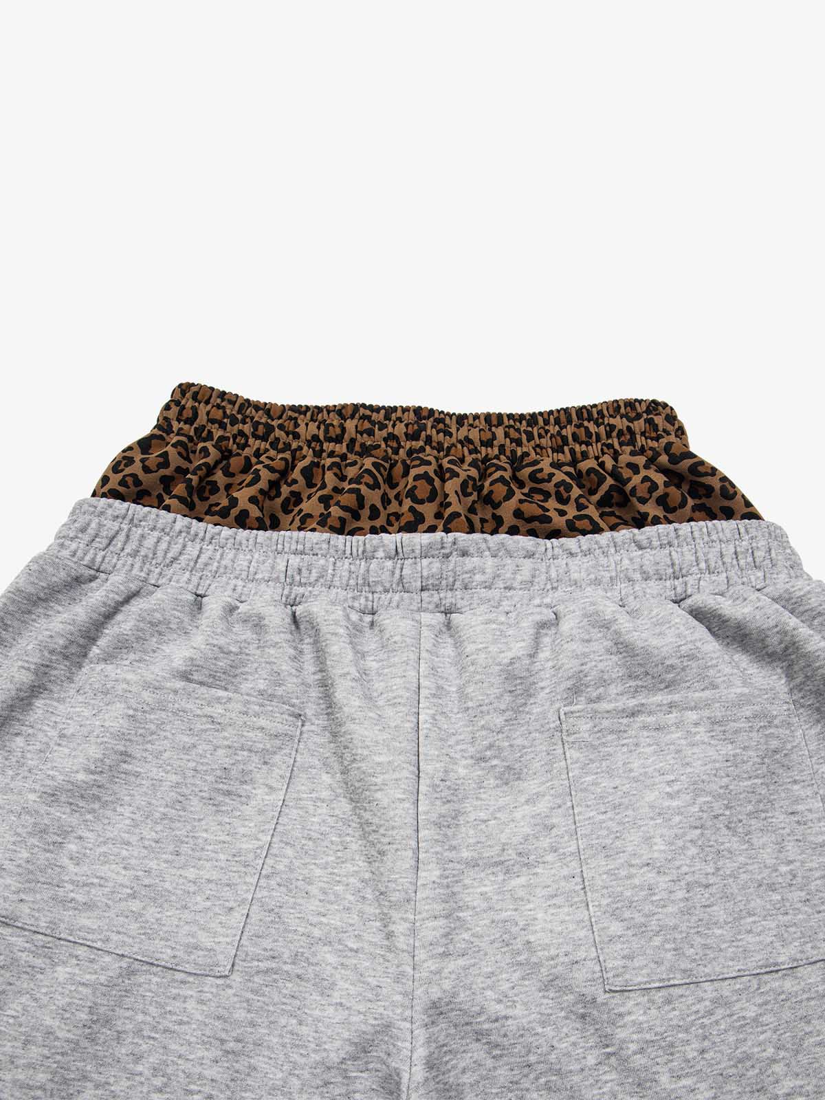 Leopard Double Waist Napoleon Embroidered Sweatpants
