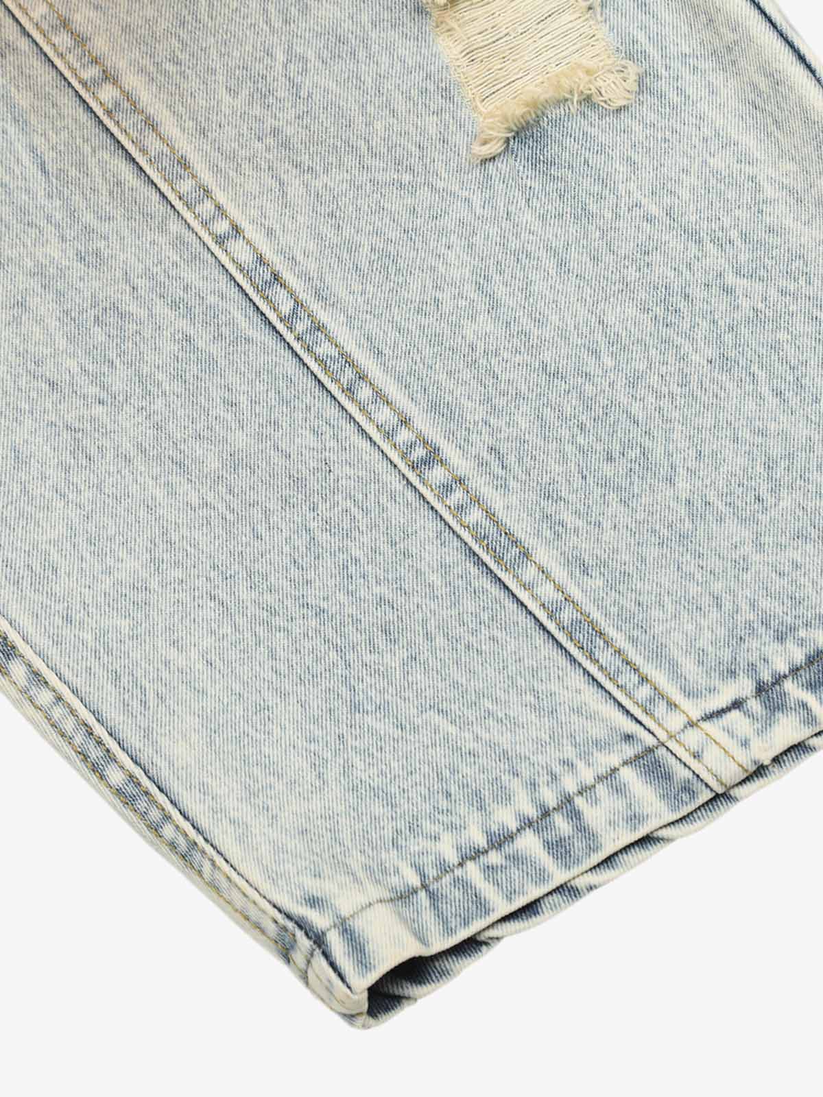 High Street Retro Dirty Dyed Washed Scimitar Jeans 