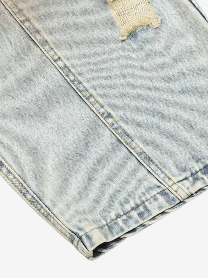 High Street Retro Dirty Dyed Washed Scimitar Jeans 