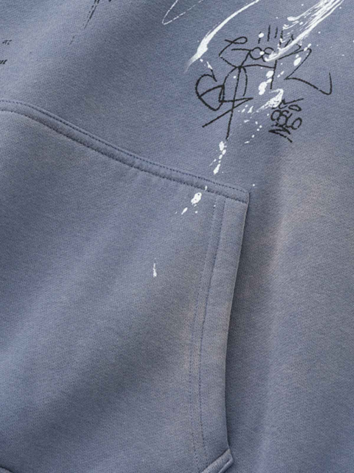 Vintage Dirty Wash Cross Graphic Hoodie 