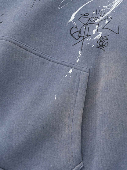 Vintage Dirty Wash Cross Graphic Hoodie 