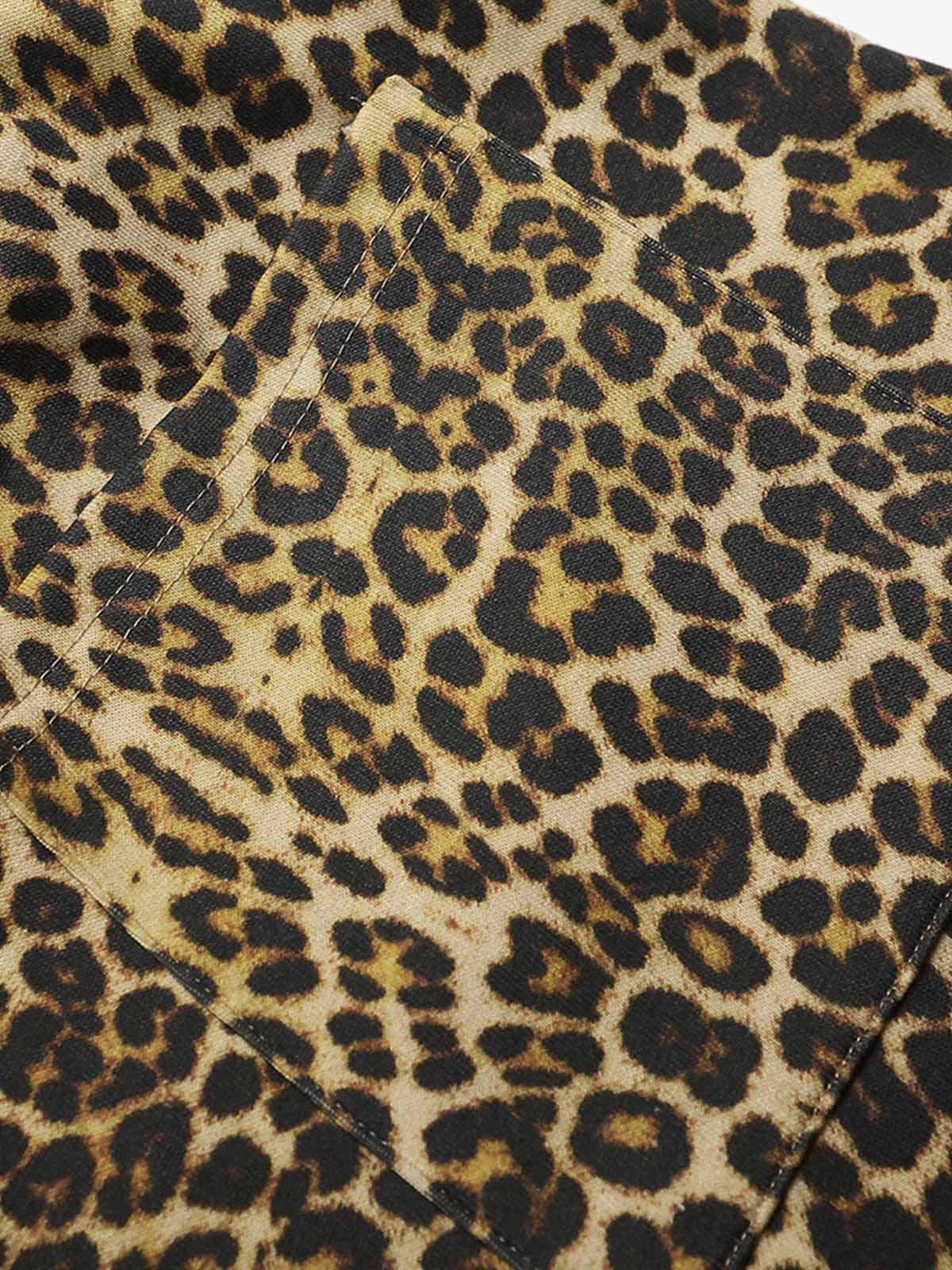 Pantalones cortos de leopardo de doble cintura