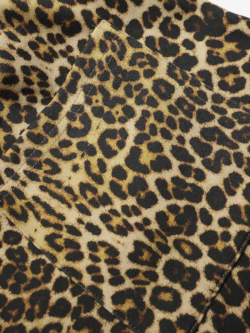 Pantalones cortos de leopardo de doble cintura