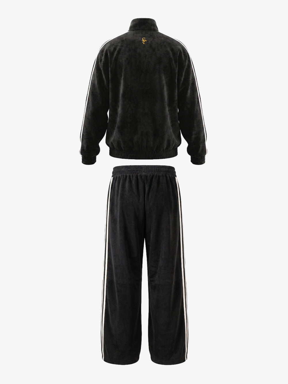 Logo Striped Suede Frog-Button Two-Piece Set