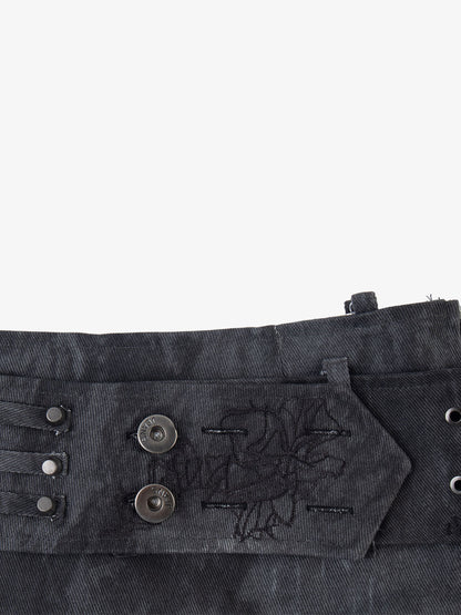 Thesupermade Metallic Studded Embroidery Belt Mini Skirt