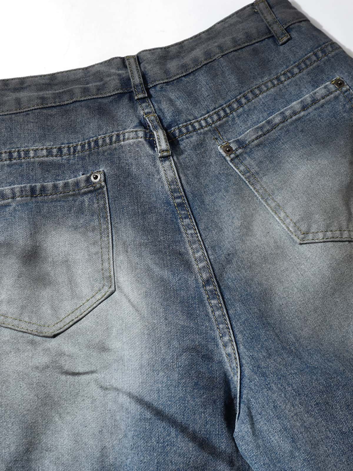 Washed Dirty Dyed Deconstructed Barrel Jeans