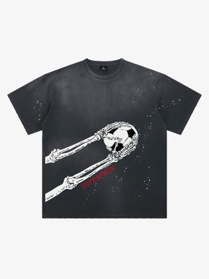 Skull Goalkeeper Splatter Graphic T-Shirt 