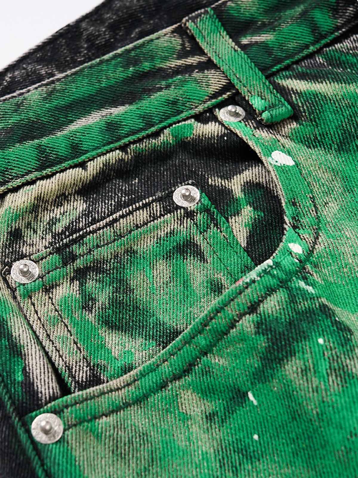 Weite Jeans aus Denim mit künstlerischem Farbspritzer-Muster