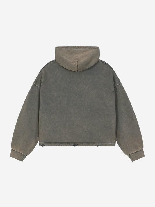 Hoodie mit Logo-Blitz-Grafik, gewaschen und im Used-Look