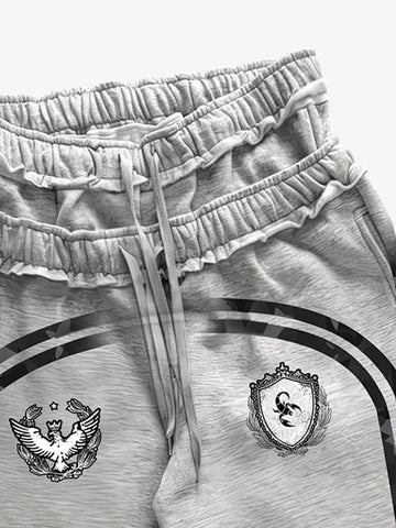 West Coast Letter Graphic Double-Waist Shorts