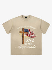 Cross Flag Graphic Washed T-Shirt 