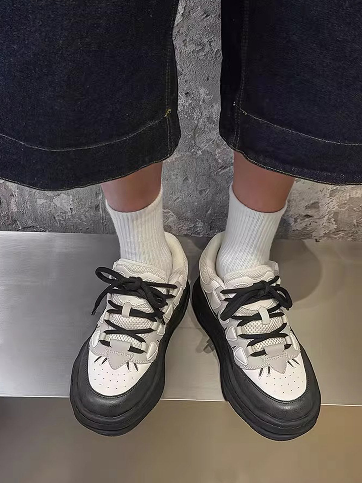 Black And White Platform Sneakers 