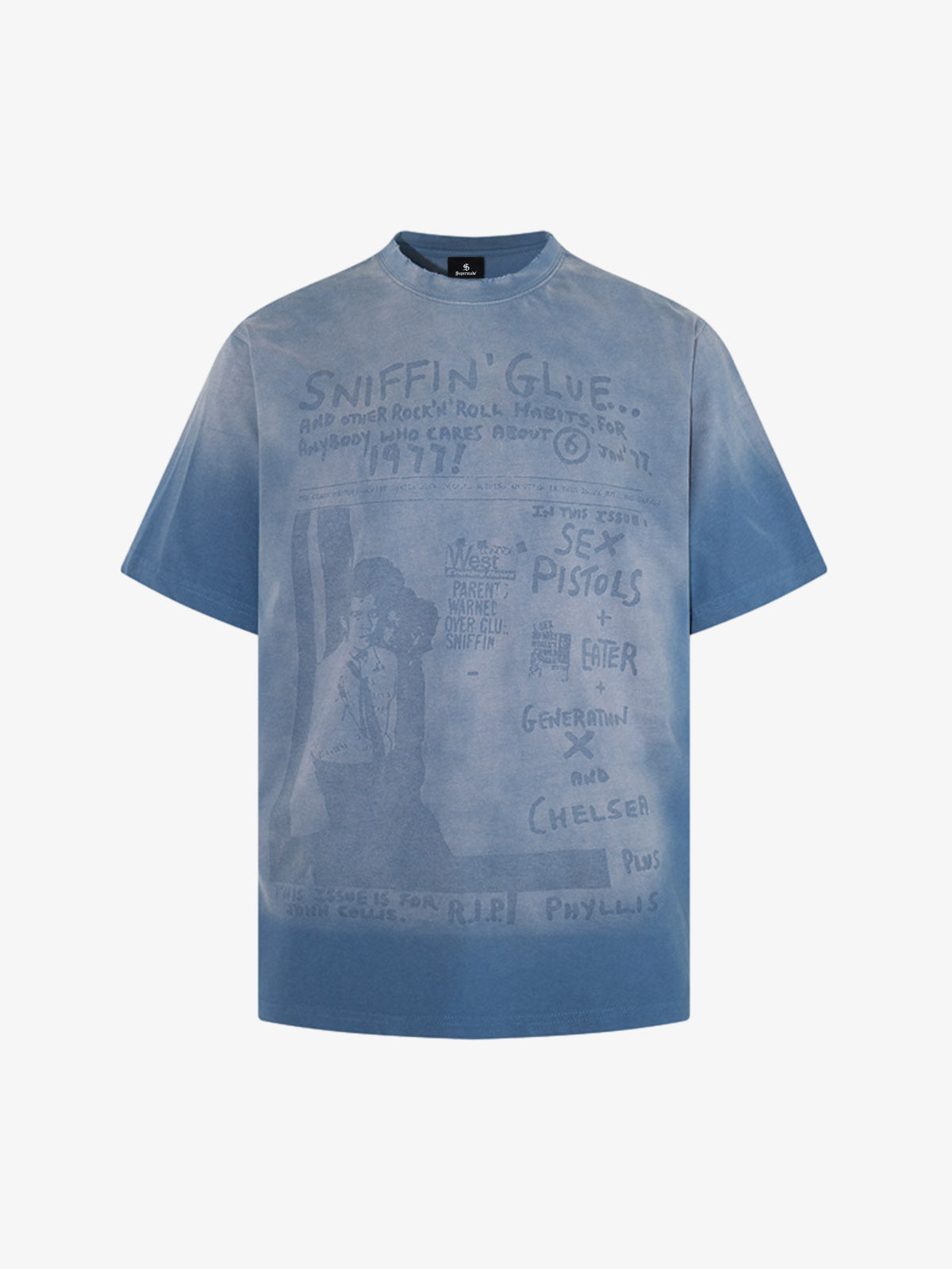 Cotton Oversized Graphic T-Shirt with Punk Rock Print and Vintage Wash Effect 