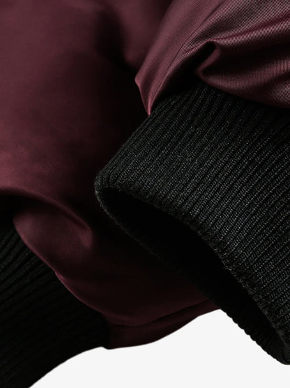 Stylish Maroon Bomber Jacket with Detachable Hood for Winter Wear 