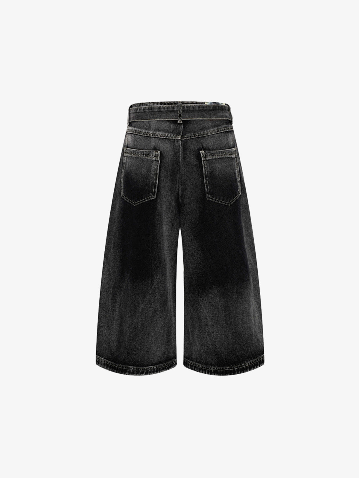 Belted Curved Seam Wide Leg Jorts 