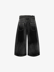 Belted Curved Seam Wide Leg Jorts 
