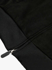 Suede Leopard-Trimmed Paneled Bomber Jacket 