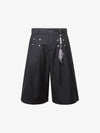 Pleated Design Pendant Decoration Baggy Shorts 