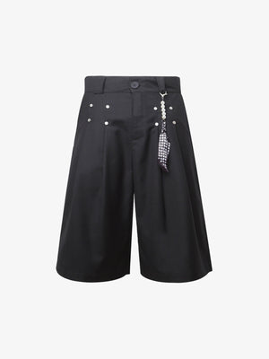 Pleated Design Pendant Decoration Baggy Shorts 